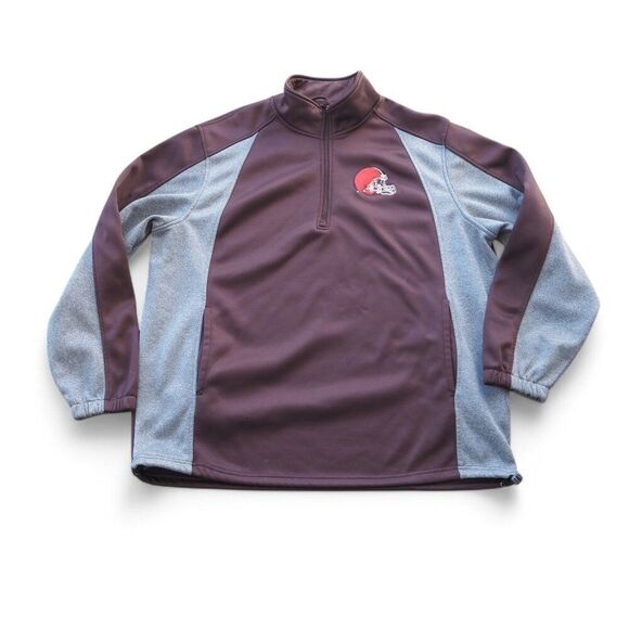 NFL Merchandise Cleveland Brown Helmet Quarter Zip Pullover Sweatshirt Men XXL - Picture 1 of 9